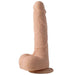A Kenzo Thrusting Large 9.5" Realistic App Controlled Dildo from Honey Play Box with a detailed texture and a suction base, positioned upright against a plain white background.