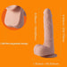 The image features a Kenzo Thrusting Large 9.5" Realistic App Controlled Dildo from Honey Play Box on an orange background, highlighting its USB rechargeable design and size measurements.