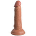 An erect, King Cock Elite 6" Vibrating Silicone Dual Density Dildo - Caramel with a textured surface and a suction base, isolated on a white background.
