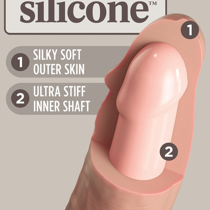 King Cock Elite 6" Vibrating Silicone Dual Density Dildo - Vanilla