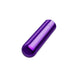 Introducing the Kool Vibes Rechargeable Mini Bullet by Blush: a glossy, purple capsule-shaped bullet vibe featuring smooth, rounded ends. Displayed against a plain white background, its shiny surface is highlighted. This USB rechargeable device offers 5 speeds for customizable pleasure.