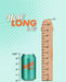 A colorful and vibrant illustration comparing the height of a medical grade stainless steel dildo labeled "Njoy 11 Double Ended 11 Inch Stainless Steel Dildo" to a wooden ruler, emphasizing the question "how long is it?" with the item reaching just under.