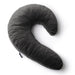 The Liberator Lune Snuggle Pillow with Vibrator Pocket is a large, dark grey C-shaped pillow with a soft cover, designed for ergonomic side-sleeping support. It is shown on a white background.