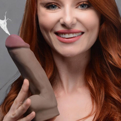 Loadz Squirting 7 Inch Dildo w/ Reservoir in Balls - Chocolate