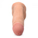 A close-up image of the Loadz Squirting 8 Inch Vanilla Tone Dildo by XR Brands, showcasing its flesh-toned silicone surface, smooth rounded tip, and slightly textured design. Crafted with dual density for a lifelike feel, the plain white background accentuates the details of this unique squeeze-and-squirt product.