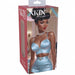 A rectangular box labeled "Lulu Liplust Pinup Fantasy Pocket Pussy" shows a dark-haired illustrated woman in an updo, silver crown, pearls, and shiny blue outfit. Inside is a realistic light pink handheld stroker with a textured inner canal.