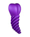 A purple, heart-shaped Luvgrind Soft Silicone Stroker with a spiral structure resembling a screw or a twisted ice cream cone on a plain background, designed as a Bananapants grinder toy.