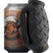 An Oxballs Masterjack Double Ended Ultra Squishy Stroker with Handle - Black wrapped in a black, textured grip sleeve made from a non-toxic silicone blend. The stroker features an orange and white label with a fierce bull logo and the text "BAD BOY U.S.A." in bold letters. The grip sleeve has a rugged, tire-like pattern.