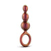 The Matrix First Time Soft Silicone Beaded Anal Beads with Finger Loop by Blush features a series of three graduated, spherical beads that increase in size from top to bottom, culminating in a convenient circular handle. These metallic, iridescent maroon beads have a reflective, smooth surface and are designed for orgasm amplification and sexual use.
