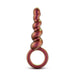 The Matrix First Time Soft Silicone Spiral Anal Beads with Finger Loop by Blush features a smooth, twisted design and a small circular loop at its base. Sporting a gradient color scheme that transitions between shades of red, gold, and green, this item is perfect for orgasmic anal play against a pristine white background.