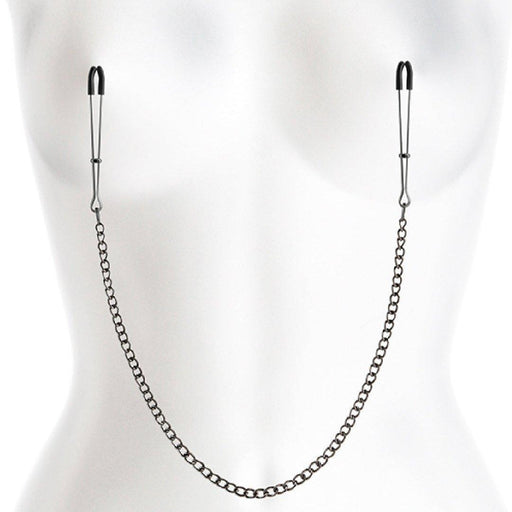 Metallic Chain Nipple Clamps on white mannequin 