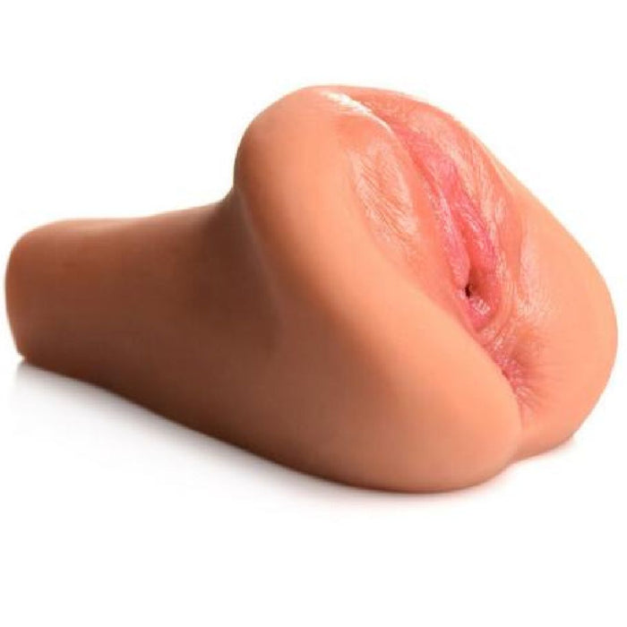 Mistress Jenna Juicy Wet Look Pussy Masturbator front side view 