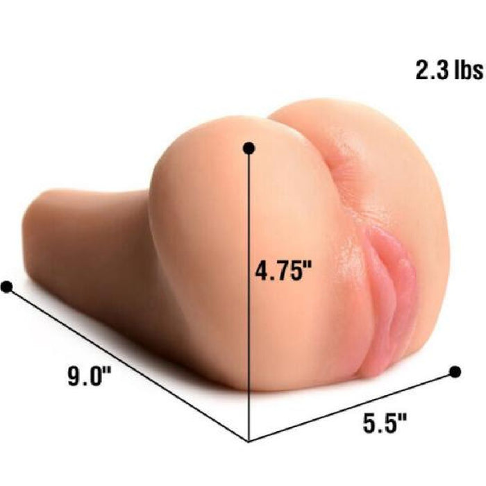 Mistress Maddie Juicy Wet Look Pussy Missionary Style Masturbator graphic showing measurements 