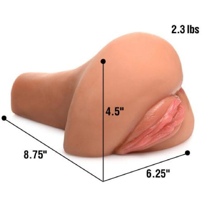 Mistress Mia Juicy Wet Look Pussy Masturbator graphic showing measurements