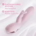 The Morgan Beginner G-Spot Rabbit Vibrator by Blush is a soft pink silicone sex toy featuring a smooth, curved design and multiple control buttons. It is crafted from platinum-cured silicone, offering a satin smooth feel and ensuring body-safe use as it is phthalate and latex-free. This device is ideal for clitoral stimulation.