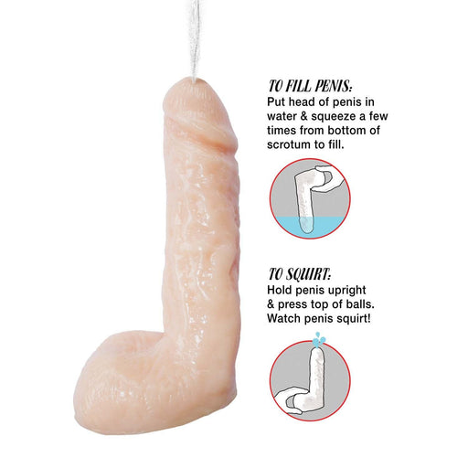 The Natural Realskin Squirting Dildo 7.5 Inch - Vanilla by Nasstoys is a lifelike, flexible TPR material penis-shaped squirt toy that comes with detailed instructions on how to fill and squirt water. Perfect for cum play fantasies, simply squeeze the bottom to fill and press the top of the balls to release a realistic squirting action.