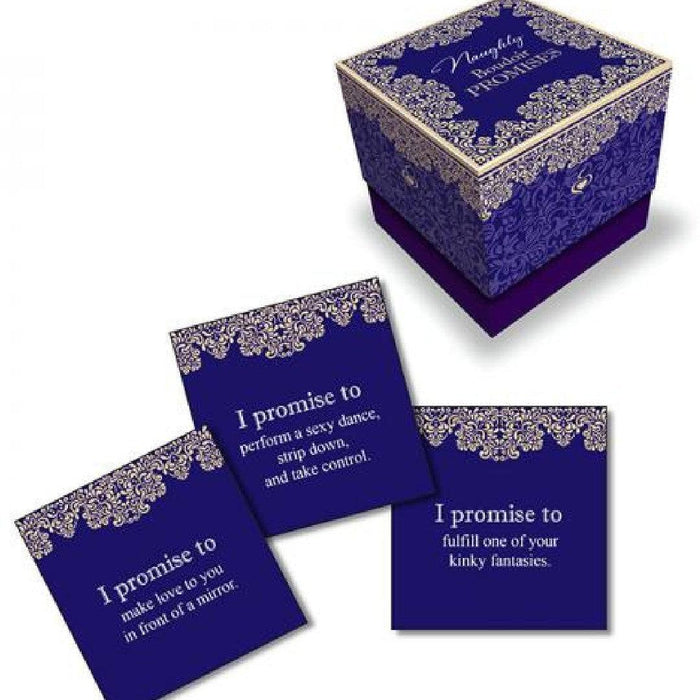 Boudoir Promises - Naughty  blue box and 3 cards on a white background 