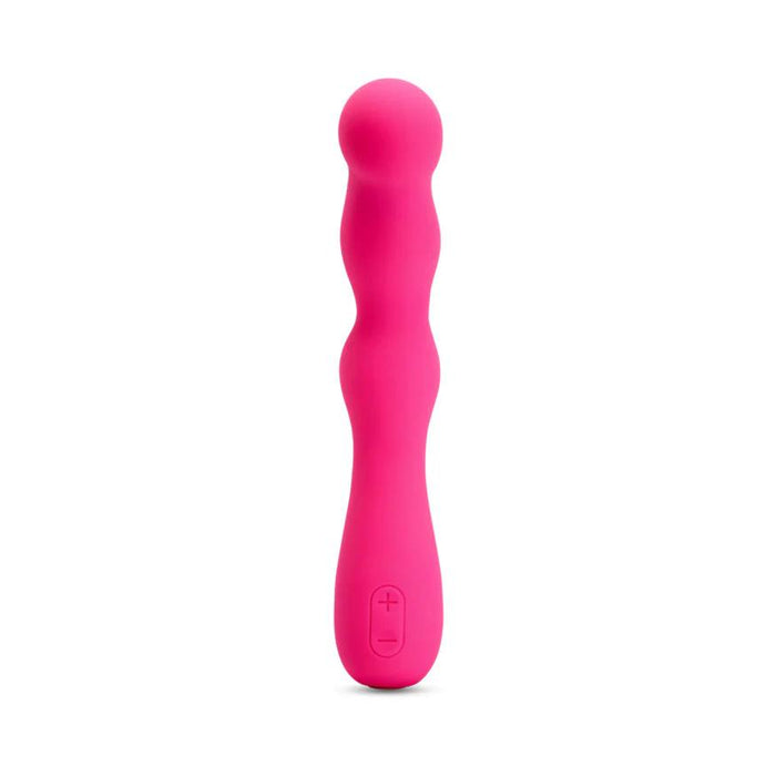 The Nu Sensuelle Nubii Siren Flexible Vibrator is a bright pink silicone G-spot vibe with a wavy textured shaft, rounded tip, flexible design, and an easy-grip handle with control buttons, shown on a white background.