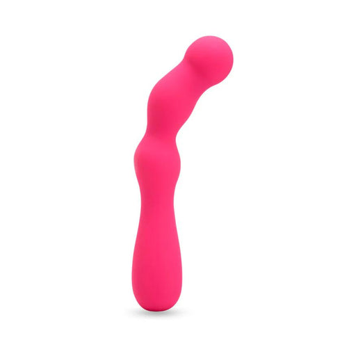 The Nu Sensuelle Nubii Siren Flexible Vibrator, a bright pink silicone G-spot toy with three bulbous curves and turbo boost mode, stands upright against a white background.