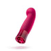 Introducing the Blush Oh My Gem Classy Garnet Warming Internal & External Vibrator – a vibrant pink personal massager with an ergonomically curved shape and sleek, modern design. It features a rounded tip and a textured handle with a glossy finish at the base. With added warming and vibrating functions to ignite sexual passion, this device floats gracefully against a white background.