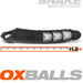 An extended black silicone sheath with a veiny texture and three clear, bulbous segments. A ruler on the side marks its length as over 11.5 inches. Text reads, "Oxballs" and "Snake Extra Long 11 Inch Cock Sheath with Ball Strap." Enjoy an adjustable fit for ultimate comfort in this ultra-long cock sheath.