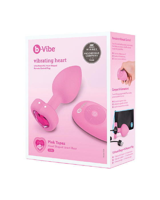B-vibe Vibrating Heart Shaped Jewel Anal Plug S/M - Pink
