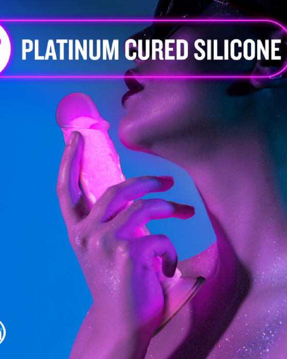 Neo Elite Glow in the Dark 7.5 Inch Silicone Dildo - Pink