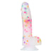 Party Marty 7.5 Inch Silicone Rainbow Confetti Dildo with Suction Cup
