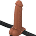 The Fantasy X-Tensions Elite Vibrating Hollow 7 Inch Silicone Dildo & Strap-On Harness - Chocolate features an adjustable strap-on harness for a secure, comfortable fit.