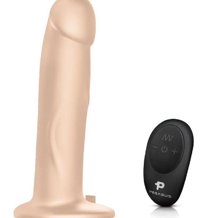Pegasus 8" Realistic Vibrating Strap-on Dildo and Harness Set - Vanilla Tone dildo with remote control