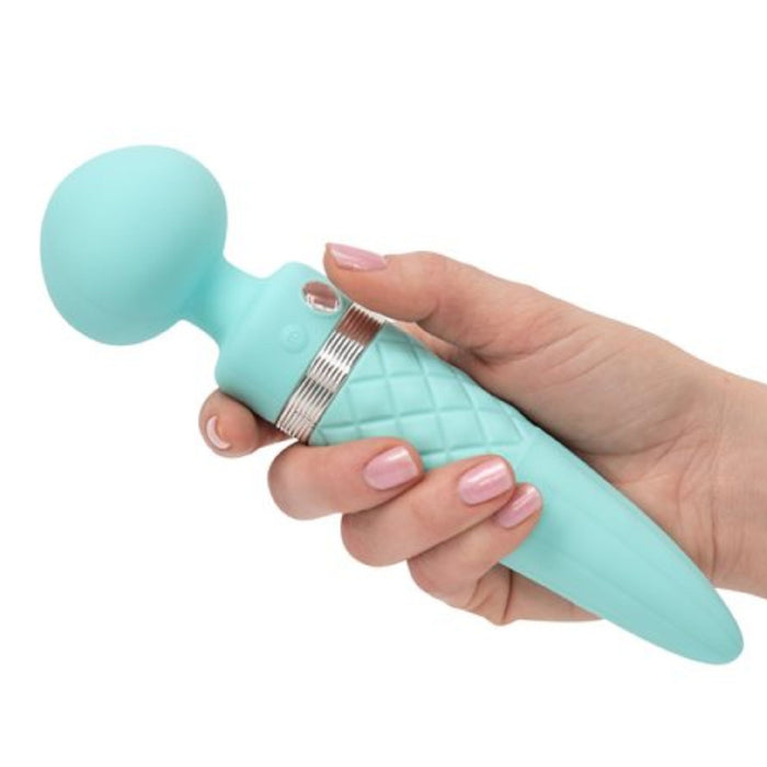 Pillow Talk Sultry Warming Double Ended Gyrating Wand Vibrator - Teal BTB Shop Pillow Talk Sultry Warming Double Ended Gyrating Wand Vibrator - Teal BTB Shop