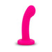 The Pop Strap On Dildo & Harness Set in Pink Silicone features a 5-inch curved shaft with a flared base, ideal for strap-on play or use in your favorite harness. Shown standing upright on a plain white background.