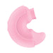 The Pout & Play Double Ended Vibrator with Licking Tongue is a pink, crescent-shaped silicone toy with a smooth surface and an opening at one end for clitoral stimulation, shown against a white background.