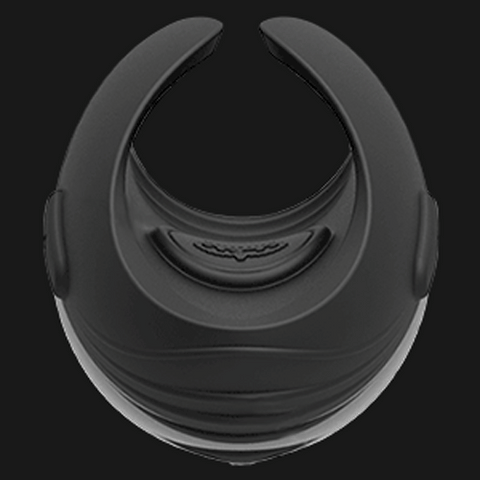 The Hot Octopuss Pulse Solo Essential Oscillating Penis Masturbator is a black, horseshoe-shaped device with a central circular opening, smooth surfaces, and subtle grooves featuring PulsePlate Technology for a futuristic premium feel.