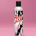 An "Pussy Juice Realistic Vagina Scented Water Based Lube 8.25oz" bottle is displayed against a pink background, featuring a black-and-white illustration of a woman with bold red text. It's compatible with sex toys and ensures easy cleanup for convenience.