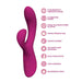 The Quinn Warming G-Spot Rabbit Vibrator in pink features body-safe silicone, 10 vibration modes, auto warming, waterproof (IPX7) design, magnetic charging, and a travel-friendly size—all crafted for your comfort and pleasure.
