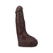 The Realistic Cock Squirting 9.5 Inch Suction Cup Dildo – Chocolate is a lifelike, upright chocolate novelty item with detailed realism, shown against a plain white background.