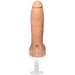 The Realistic Cock Squirting 9.5 Inch Suction Cup Dildo in vanilla, featuring lifelike silicone and a removable white rod and base, stands upright against a plain white background.