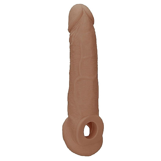 Realrock 9 Inch Penis Extender Sleeve with Ball Strap - Caramel