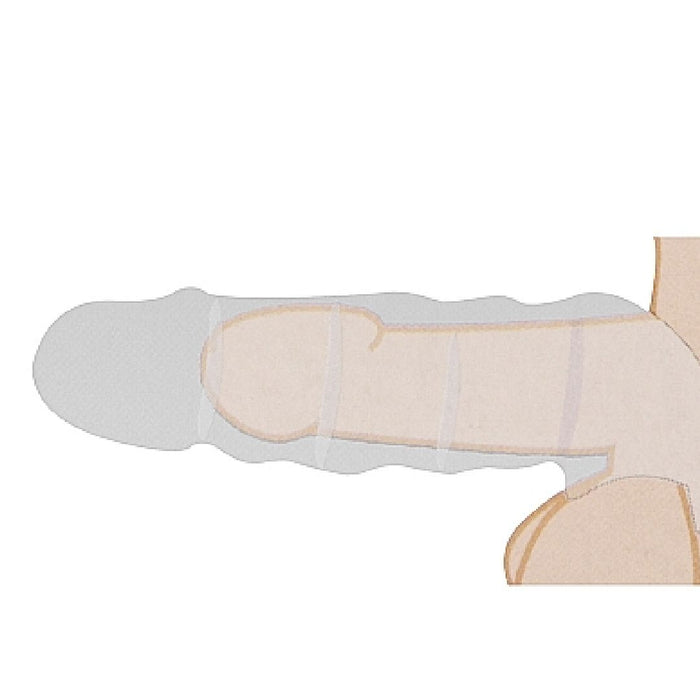 Realrock 9 Inch Penis Extender Sleeve with Ball Strap - Caramel