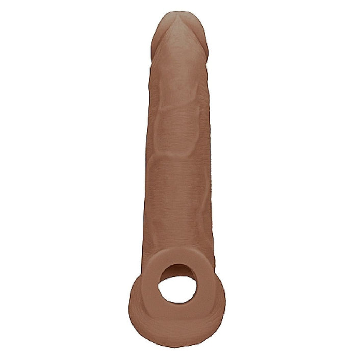 Realrock 9 Inch Penis Extender Sleeve with Ball Strap - Caramel