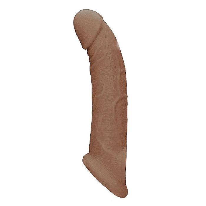 Realrock 9 Inch Penis Extender Sleeve with Ball Strap - Caramel
