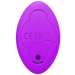 A close-up of the Remote Controlled Panty Vibrator for Beginners in a Bag by Doc Johnson, showcasing its small, oval-shaped purple design and regulatory compliance symbols on its backside, including CE and UKCA markings along with a crossed-out wheeled bin icon. A screw at the bottom highlights its eco-friendly assembly.