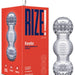 Rize Feelz Clear Textured Stroker next to box 