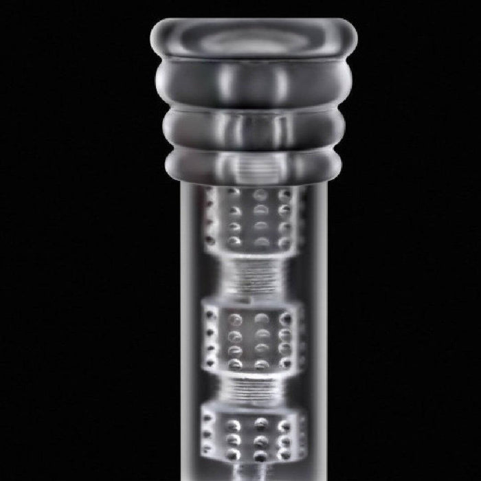 Rize Luz Self Lubricating Glow in the Dark Stroker upright on black background 