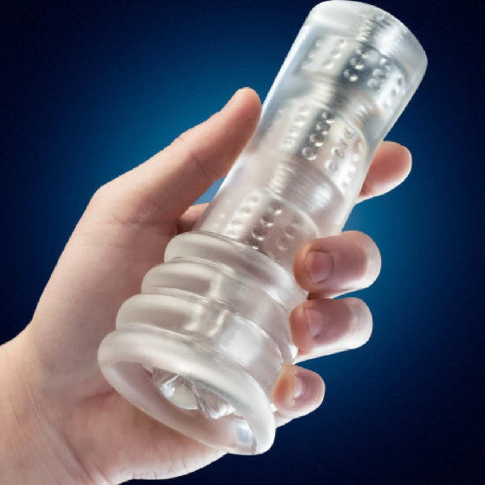 Rize Luz Self Lubricating Glow in the Dark Stroker in model's hand 