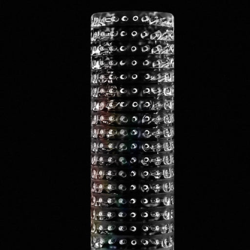 Rize Strokerz Clear Textured Stroker upright on black background 