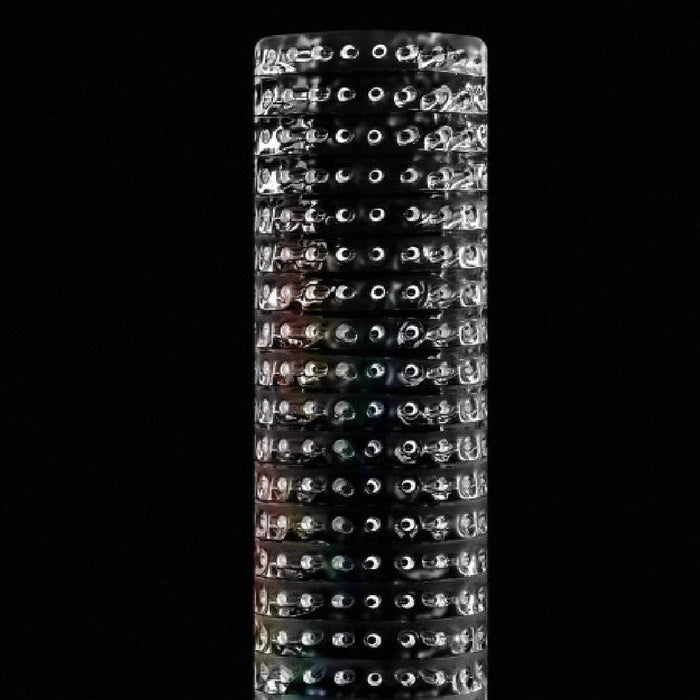 Rize Strokerz Clear Textured Stroker upright on black background 