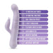 The Rylee Clit Fluttering G-Spot Thrusting Rabbit by Blush is a lavender-colored silicone vibrator with a curved shape and an additional stimulator designed for clitoral massaging. It boasts 10 thrusting shaft modes, G-spot stimulation, 10 vibrating functions, dual vibration points, platinum-cured silicone for a satin smooth feel, magnetic charging capabilities, and an IPX 7 submersible waterproof design. Plus, it is lab-tested to ensure body safety.