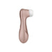 The Satisfyer Pro 2 Waterproof Pressure Wave Clitoral Stimulator in rose gold with a white silicone tip is shown against a white background, highlighting its intimate wellness design and advanced pressure wave technology.